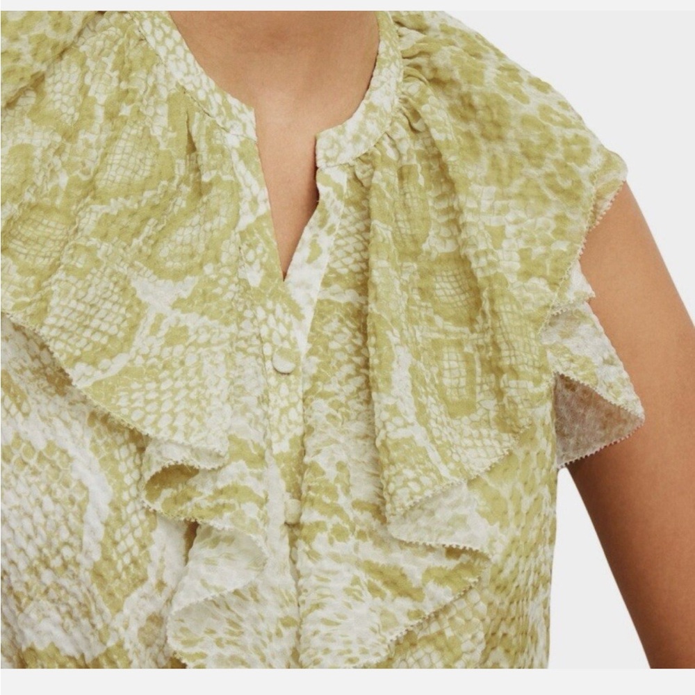 All Saints Light Green Ruffle Mini Dress - Picture 3 of 4